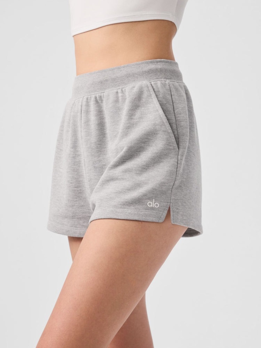 ALO Yoga Low Key Sweat Short Heather Gray